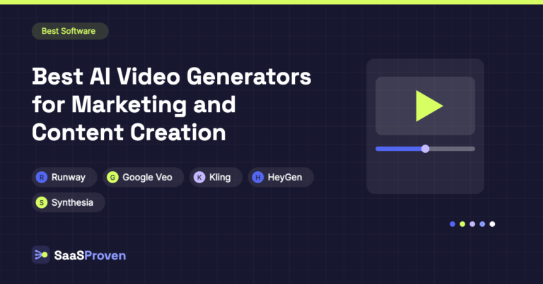 SaaSProven guide cover image: Best AI Video Generators for Marketing and Content Creation