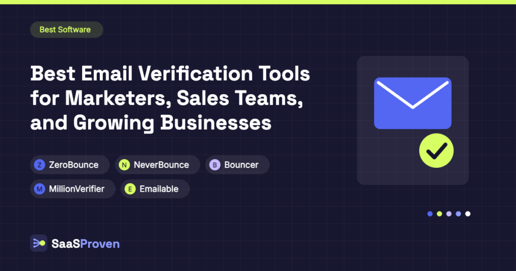 SaaSProven guide cover image: Best Email Verification Tools for Marketers, Sales Teams, and Growing Businesses